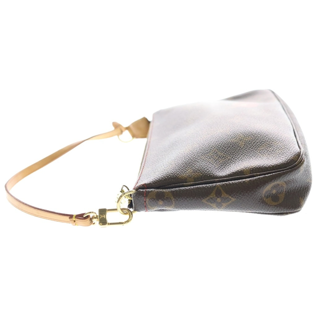 LOUIS VUITTON(ルイヴィトン) モノグラムチェリー ポシェットアクセソワール ミニハンドバッグ ポーチ ブラウン レザー×PVC M95008 ゴールド金具 レディース