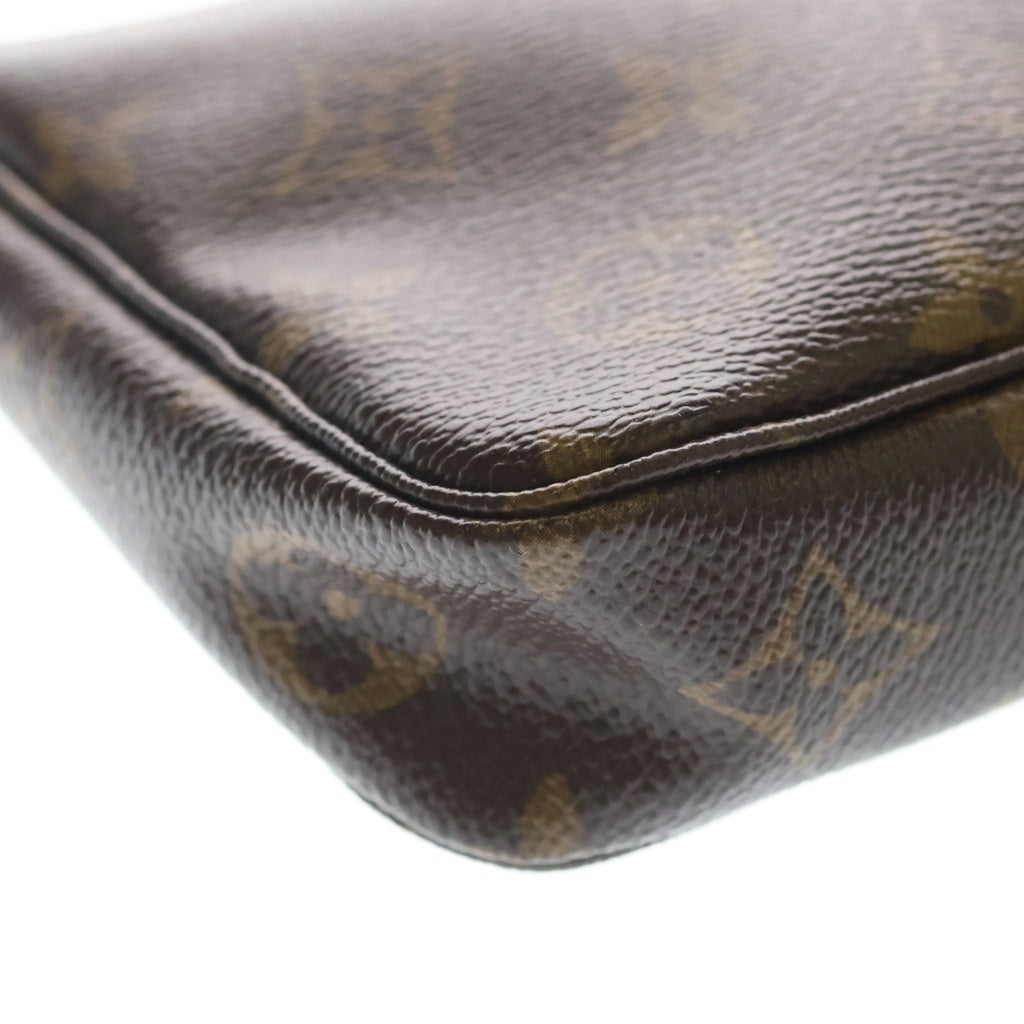 LOUIS VUITTON(ルイヴィトン) モノグラムチェリー ポシェットアクセソワール ミニハンドバッグ ポーチ ブラウン レザー×PVC M95008 ゴールド金具 レディース
