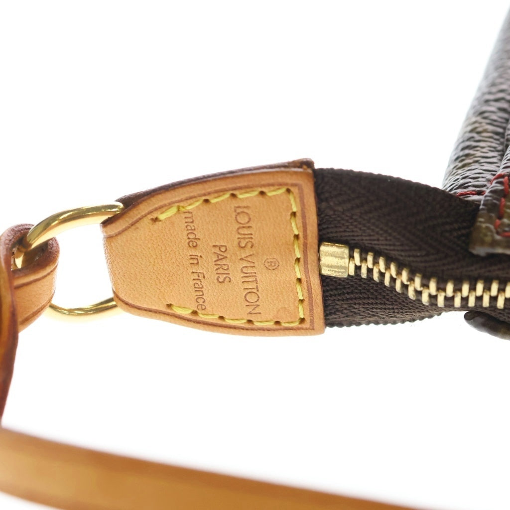 LOUIS VUITTON(ルイヴィトン) モノグラムチェリー ポシェットアクセソワール ミニハンドバッグ ポーチ ブラウン レザー×PVC M95008 ゴールド金具 レディース