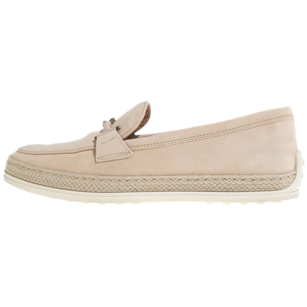 TOD'S(トッズ) Tリング エスパドリーユ スエード ローファー フラット シューズ スリッポン #36 ベージュ レディース