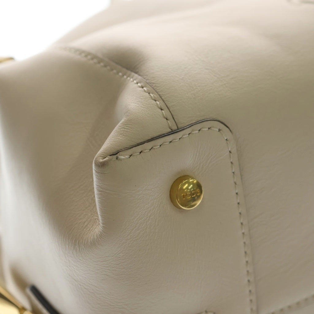 TOD'S(トッズ) バウレット ミニ ハンドバッグ 2way ショルダーバック レザー ホワイト レディース