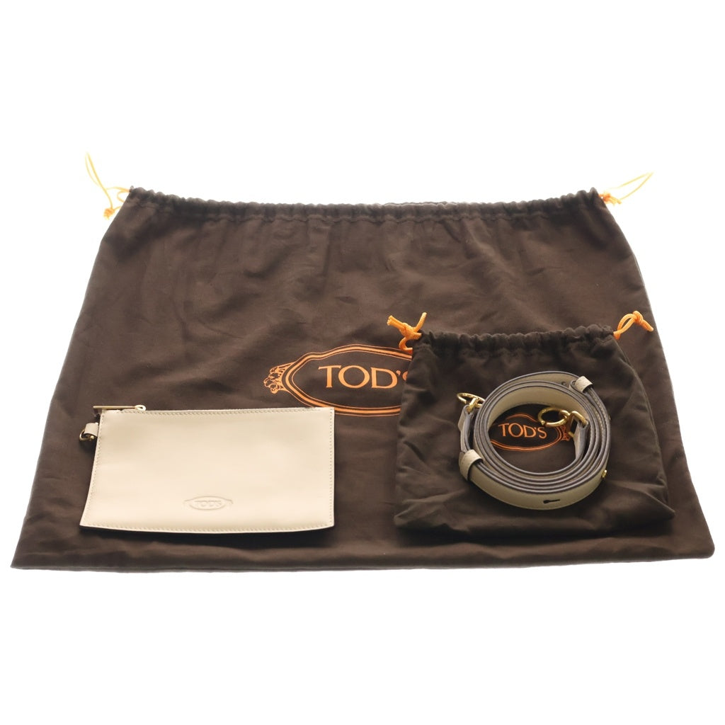 TOD'S(トッズ) バウレット ミニ ハンドバッグ 2way ショルダーバック レザー ホワイト レディース