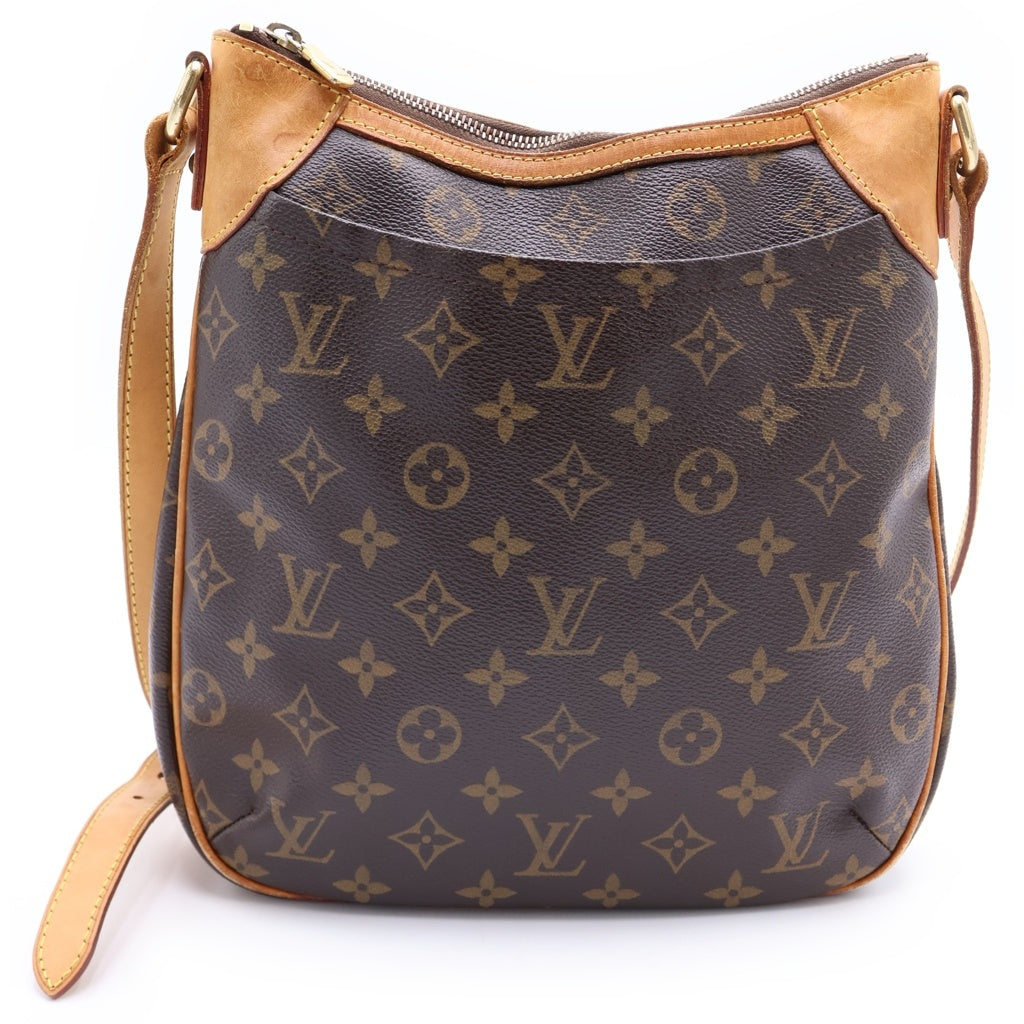 LOUIS VUITTON(ルイヴィトン) モノグラム オデオンPM ショルダーバッグ ブラウン レザー×PVC M56390 ゴールド金具 レディース
