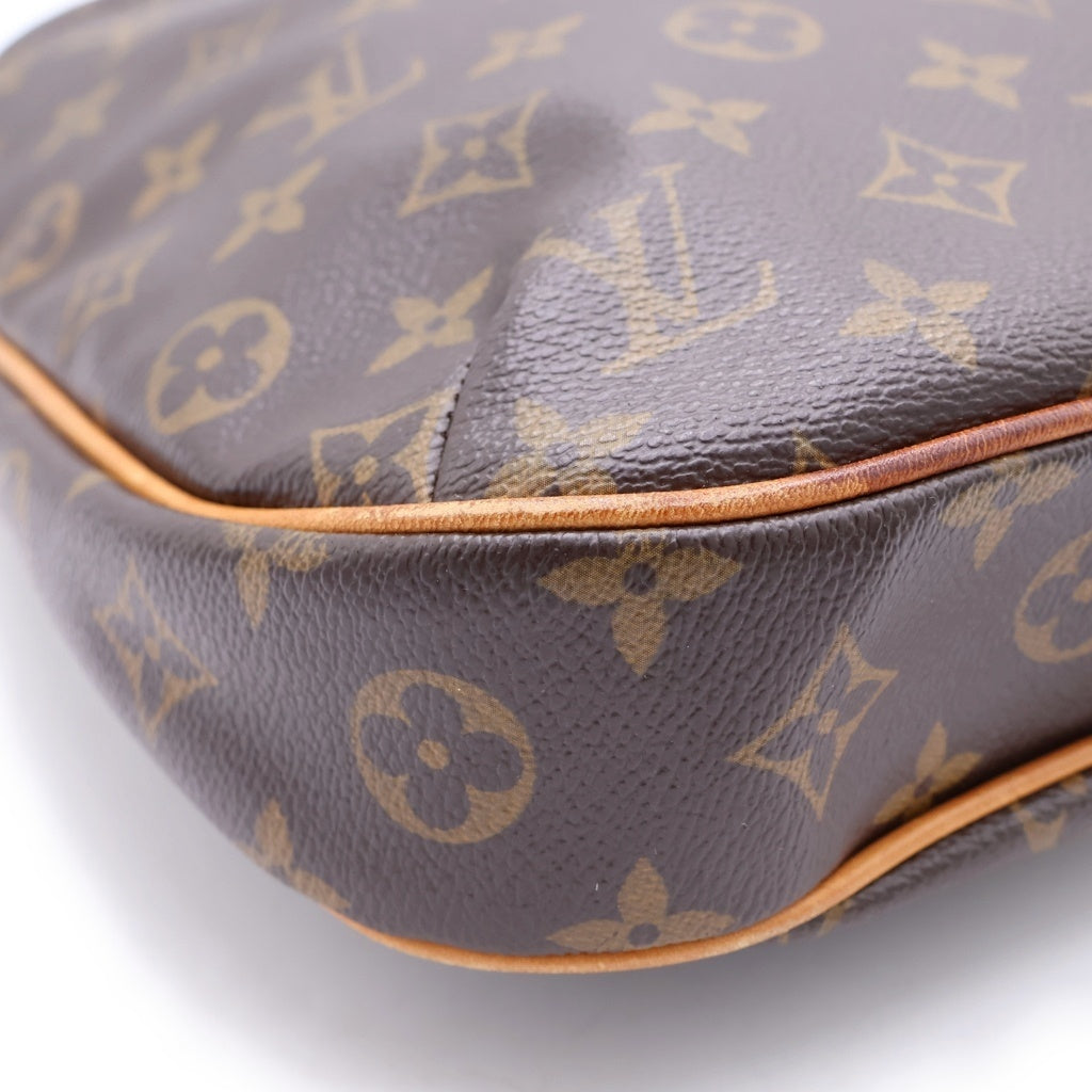 LOUIS VUITTON(ルイヴィトン) モノグラム オデオンPM ショルダーバッグ ブラウン レザー×PVC M56390 ゴールド金具 レディース