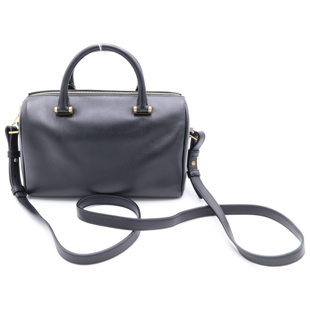 SAINT LAURENT PARIS(サンローランパリ) ベイビーダッフル 2WAYショルダーバッグ ハンドバッグ ブラック レザー 533481 ゴールド金具 レディース