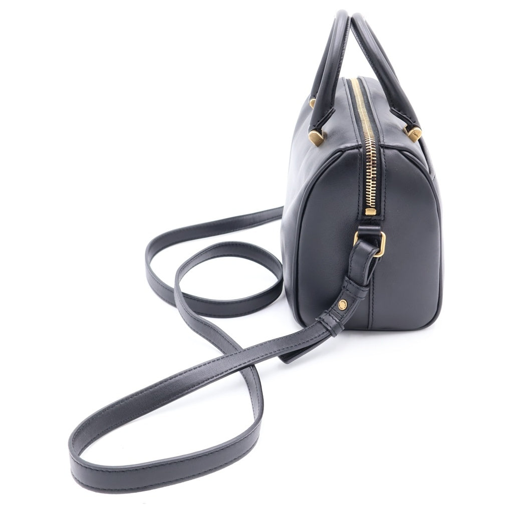 SAINT LAURENT PARIS(サンローランパリ) ベイビーダッフル 2WAYショルダーバッグ ハンドバッグ ブラック レザー 533481 ゴールド金具 レディース