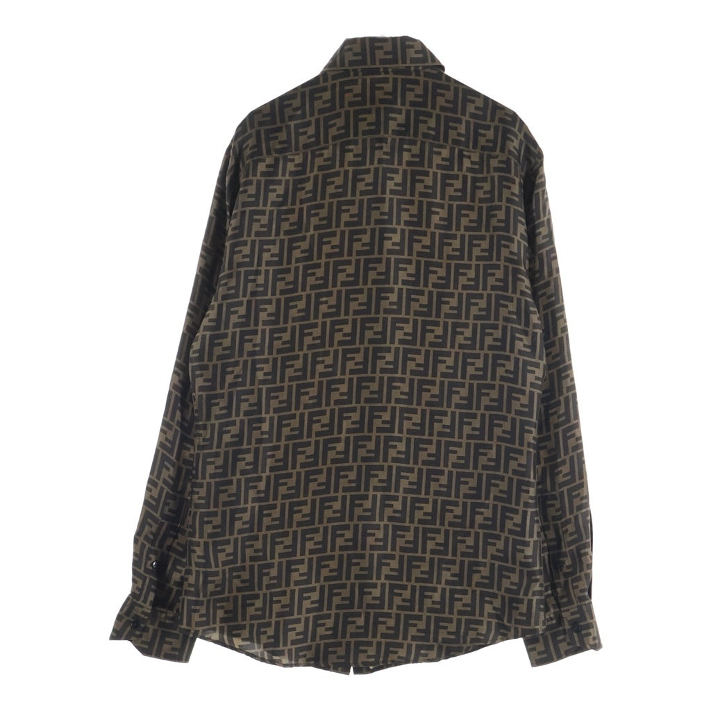 FENDI(フェンディ) ズッカ柄 シルク長袖シャツ 総柄 レギュラーカラー
