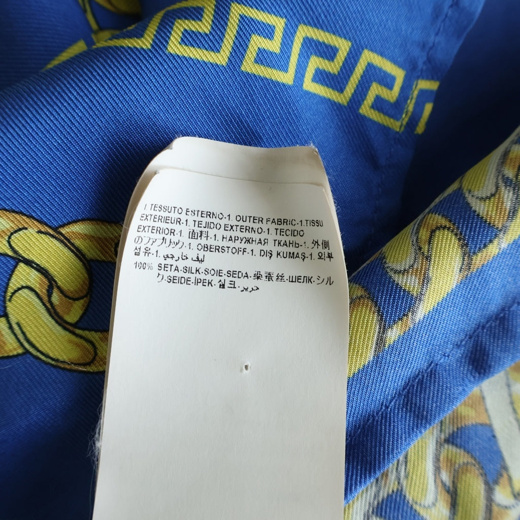 VERSACE(ヴェルサーチ) Silk Medusa Chain Shirt シルクメデューサチェーンシャツ レギュラーカラー長袖シャツ ブルー/イエロー 1005026 1A02814 レディース