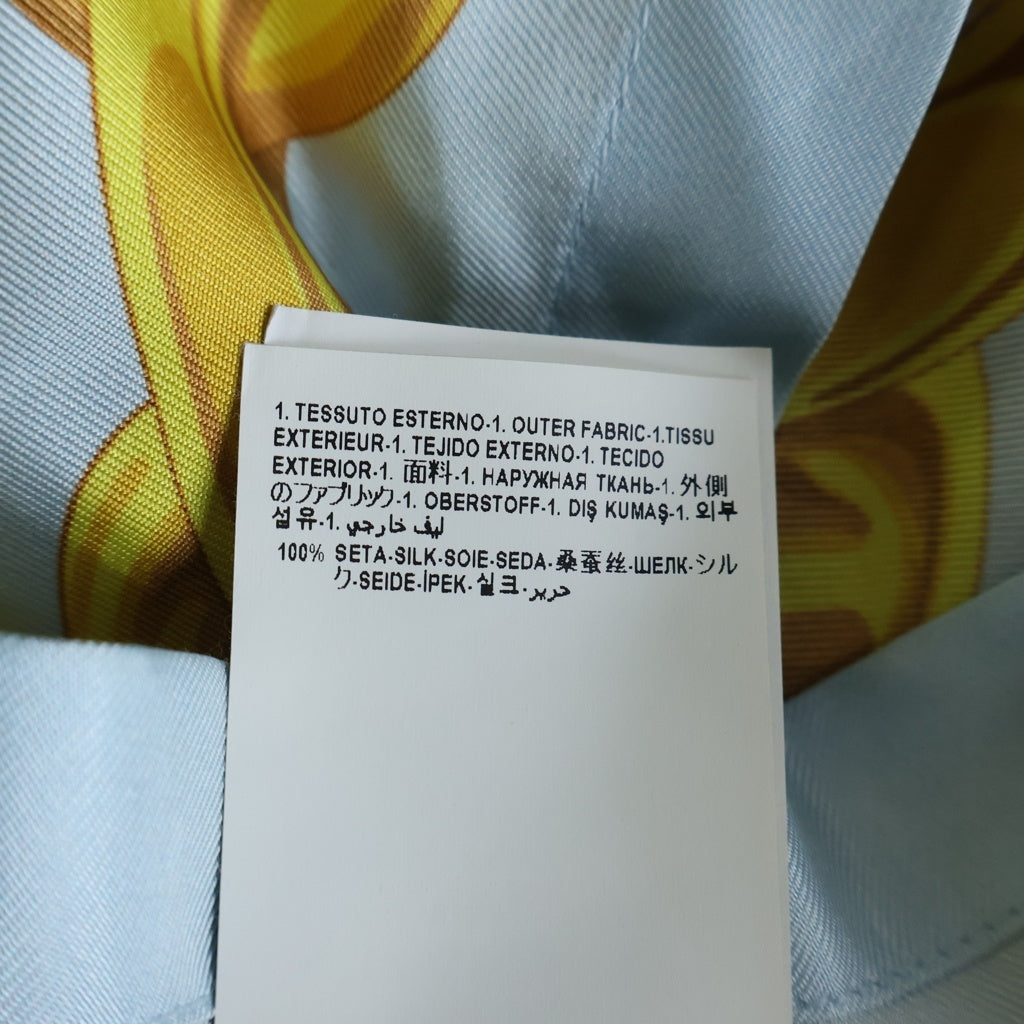 VERSACE(ヴェルサーチ) Silk Medusa Chain Shirt メデューサチェーンシャツ 開襟半袖シャツ 総柄 シルク イエロー/スカイブルー 1003926 1A13397 レディース