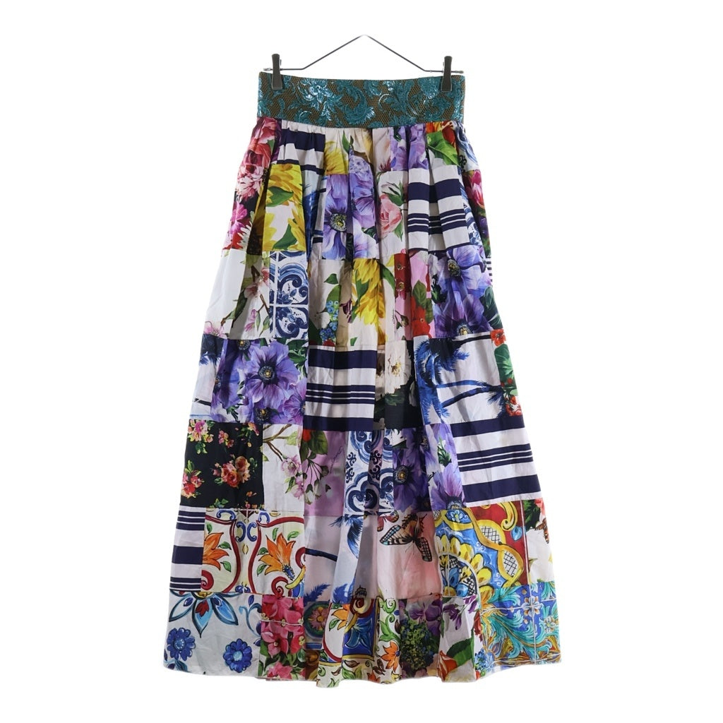 DOLCE & GABBANA(ドルチェアンドガッバーナ) フラワーモチーフ ロングスカート マルチカラー #42 SKF4B3YT-GDY03E レディース