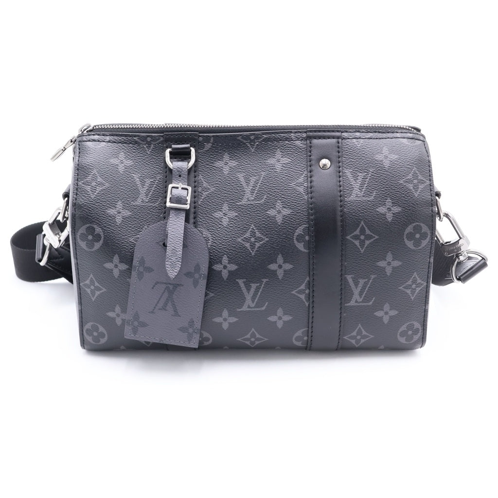 LOUIS VUITTON(ルイヴィトン) モノグラムエクリプス シティキーポル 2WAYバッグ ハンドバッグ ショルダーバッグ ブラック レザー×PVC M45936 シルバー金具 レディース
