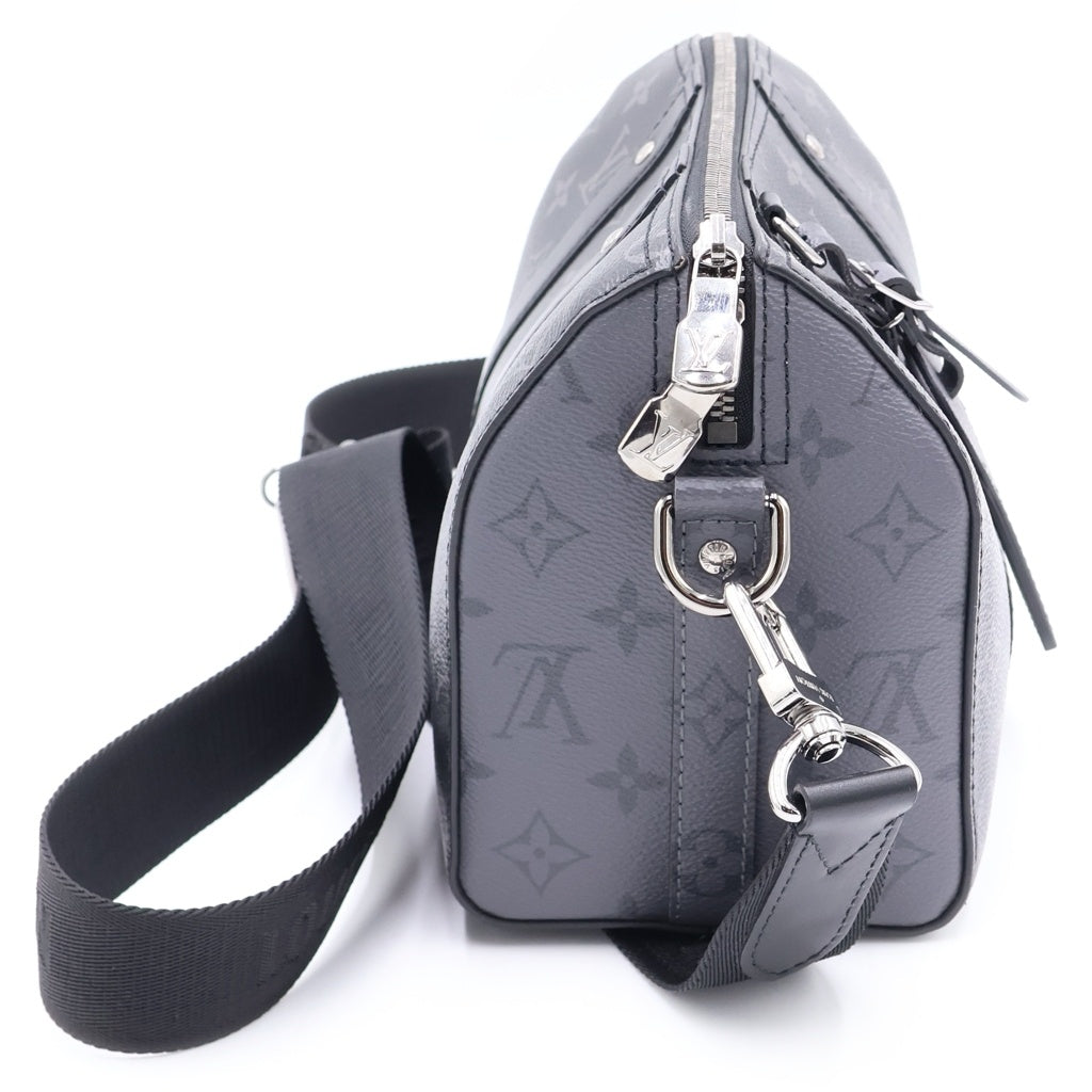 LOUIS VUITTON(ルイヴィトン) モノグラムエクリプス シティキーポル 2WAYバッグ ハンドバッグ ショルダーバッグ ブラック レザー×PVC M45936 シルバー金具 レディース