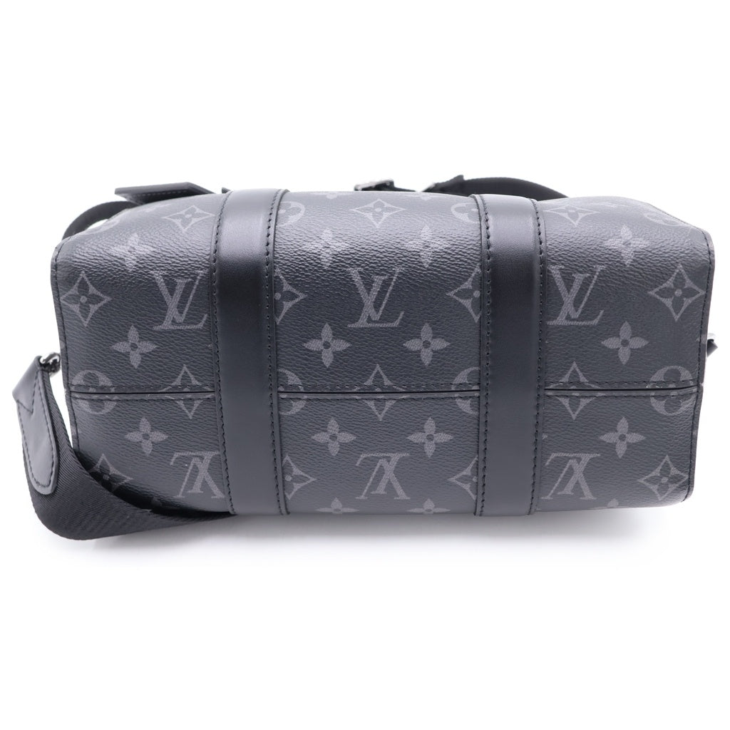 LOUIS VUITTON(ルイヴィトン) モノグラムエクリプス シティキーポル 2WAYバッグ ハンドバッグ ショルダーバッグ ブラック レザー×PVC M45936 シルバー金具 レディース