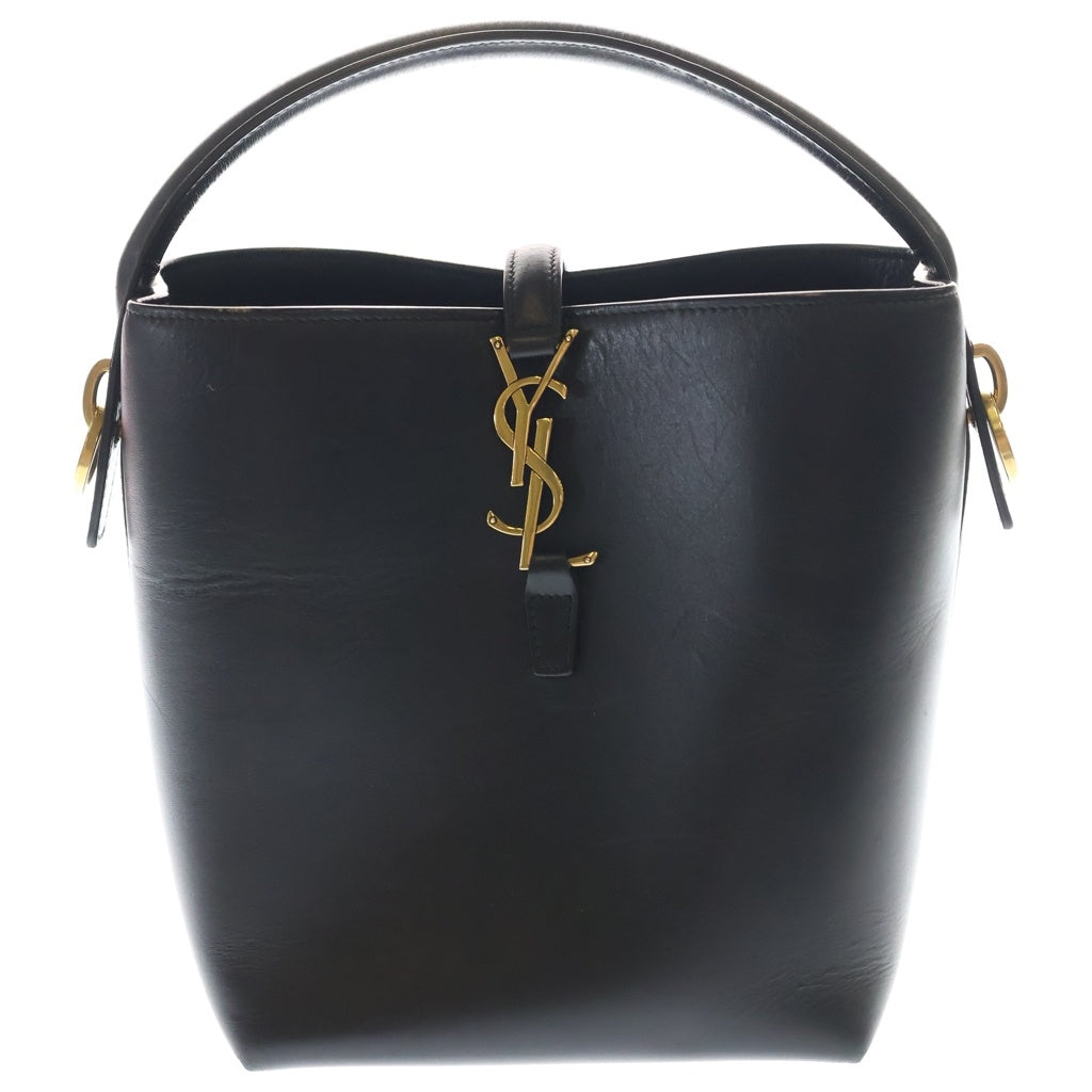 SAINT LAURENT PARIS(サンローランパリ) バケット 2WAYハンドバッグ ショルダーバッグ ブラック レザー 749036 ゴールド金具 レディース