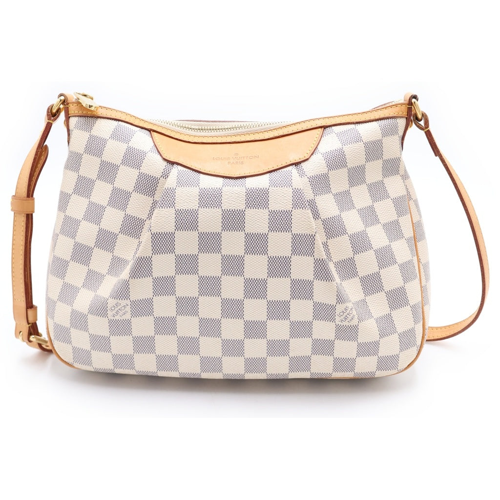 LOUIS VUITTON(ルイヴィトン) ダミエアズール シラクーサPM ショルダーバッグ ブラウン×アイボリー レザー×PVC N41113 ゴールド金具 レディース