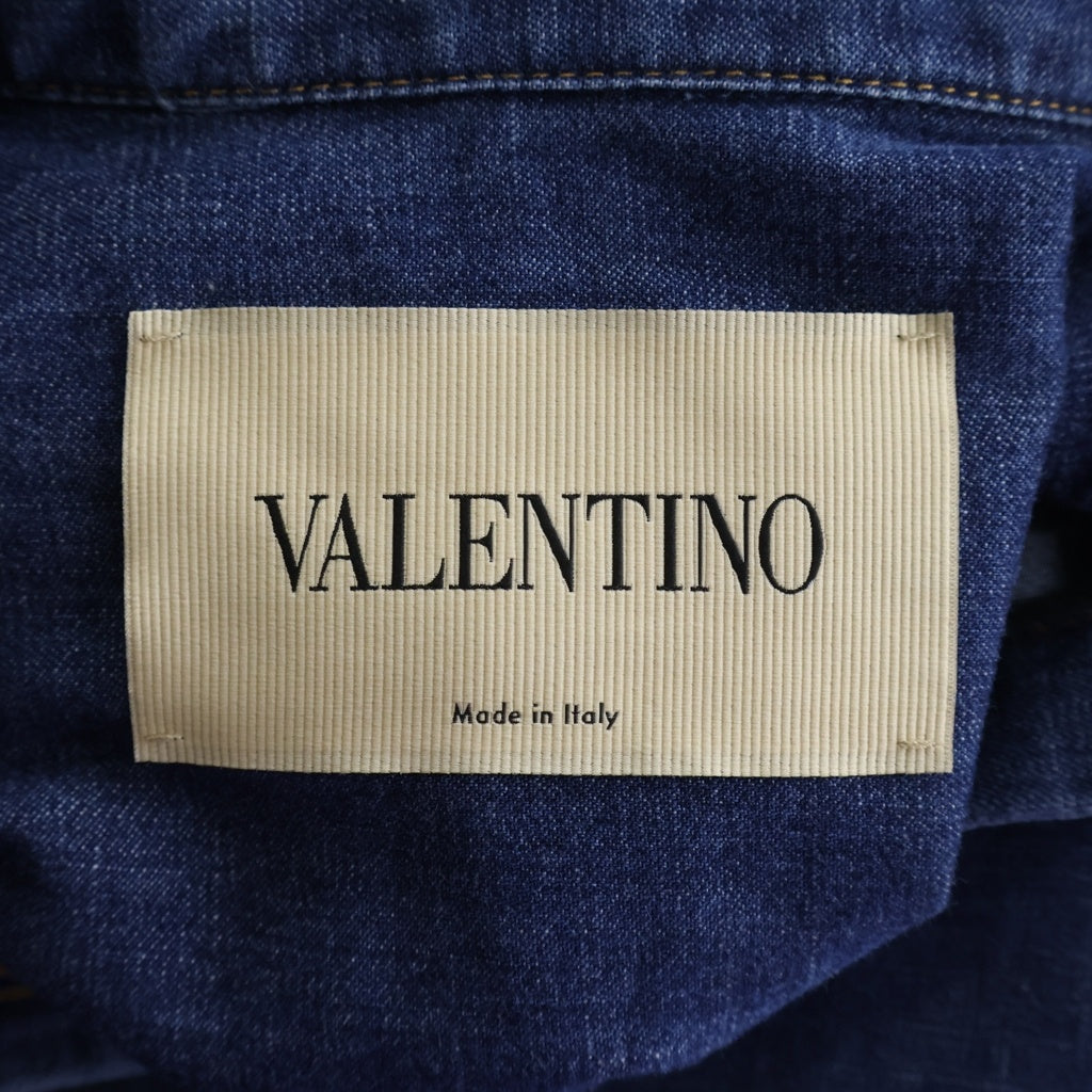 VALENTINO GARAVANI(ヴァレンチノガラヴァーニ) Vロゴ シャンブレー デニム 長袖シャツ インディゴ 8B3DB03K9YA レディース