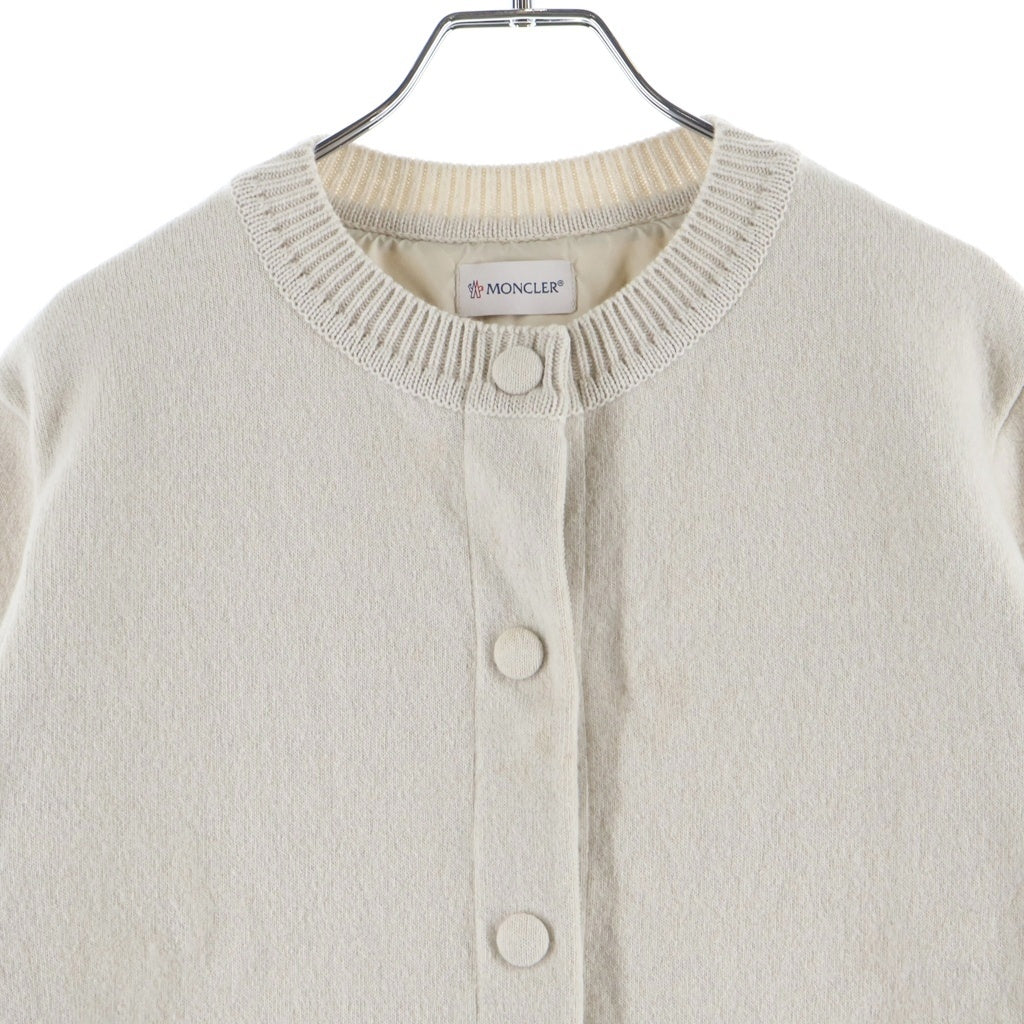 MONCLER(モンクレール) 25AW CARDIGAN TRICOT ナイロン×コットン ニット切替 カーディガン ダウン アウター #XS アイボリー M1241 レディース