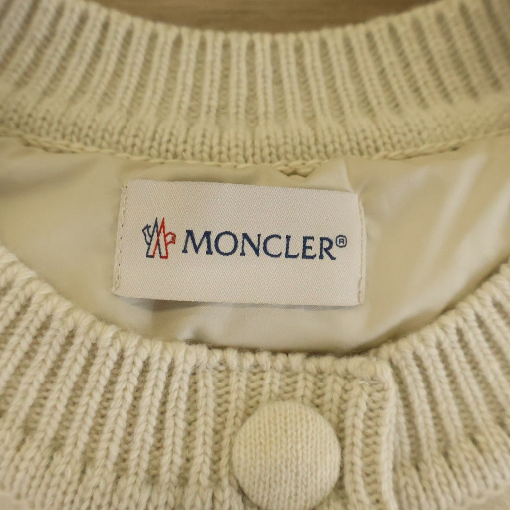 MONCLER(モンクレール) 25AW CARDIGAN TRICOT ナイロン×コットン ニット切替 カーディガン ダウン アウター #XS アイボリー M1241 レディース