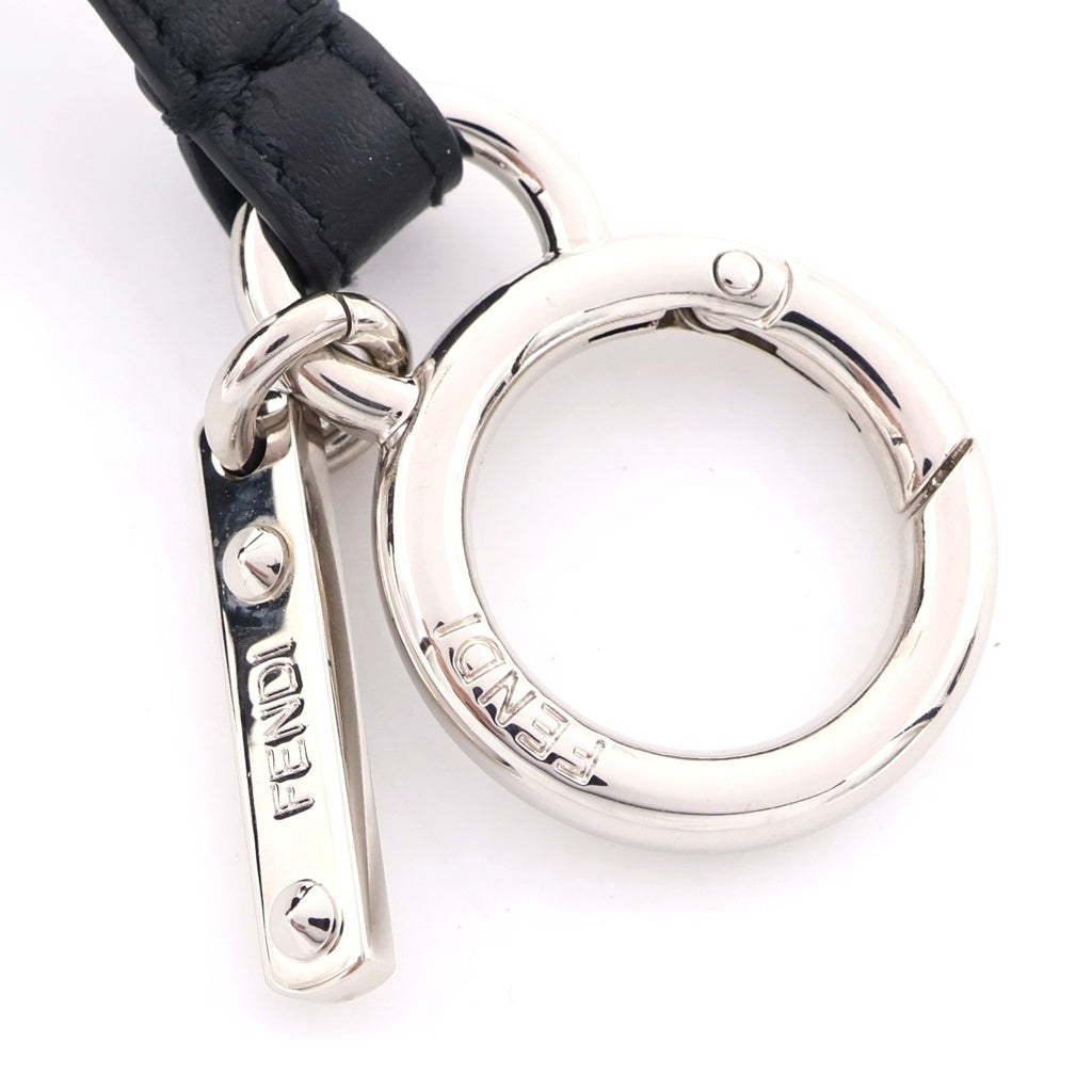 FENDI(フェンディ) ITO FF ジャカード ドッグ 犬 バッグチャーム キーリング キーホルダー ブラック 7AP064AL8IF0R2A シルバー金具 レディース