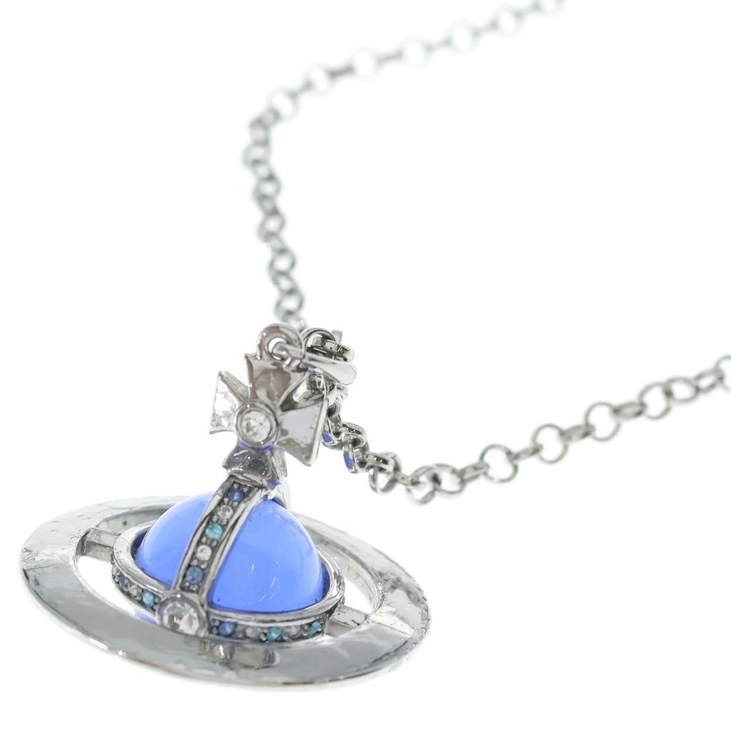Vivienne Westwood(ヴィヴィアンウエストウッド) Small Orb スモールオーブ ペンダント ネックレス ラインストーン シルバー/ブルー レディース