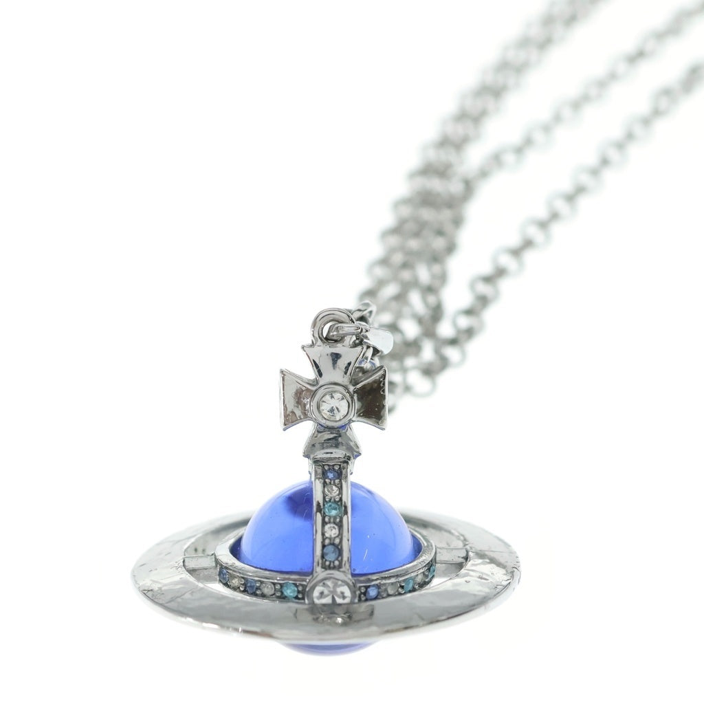 Vivienne Westwood(ヴィヴィアンウエストウッド) Small Orb スモールオーブ ペンダント ネックレス ラインストーン シルバー/ブルー レディース
