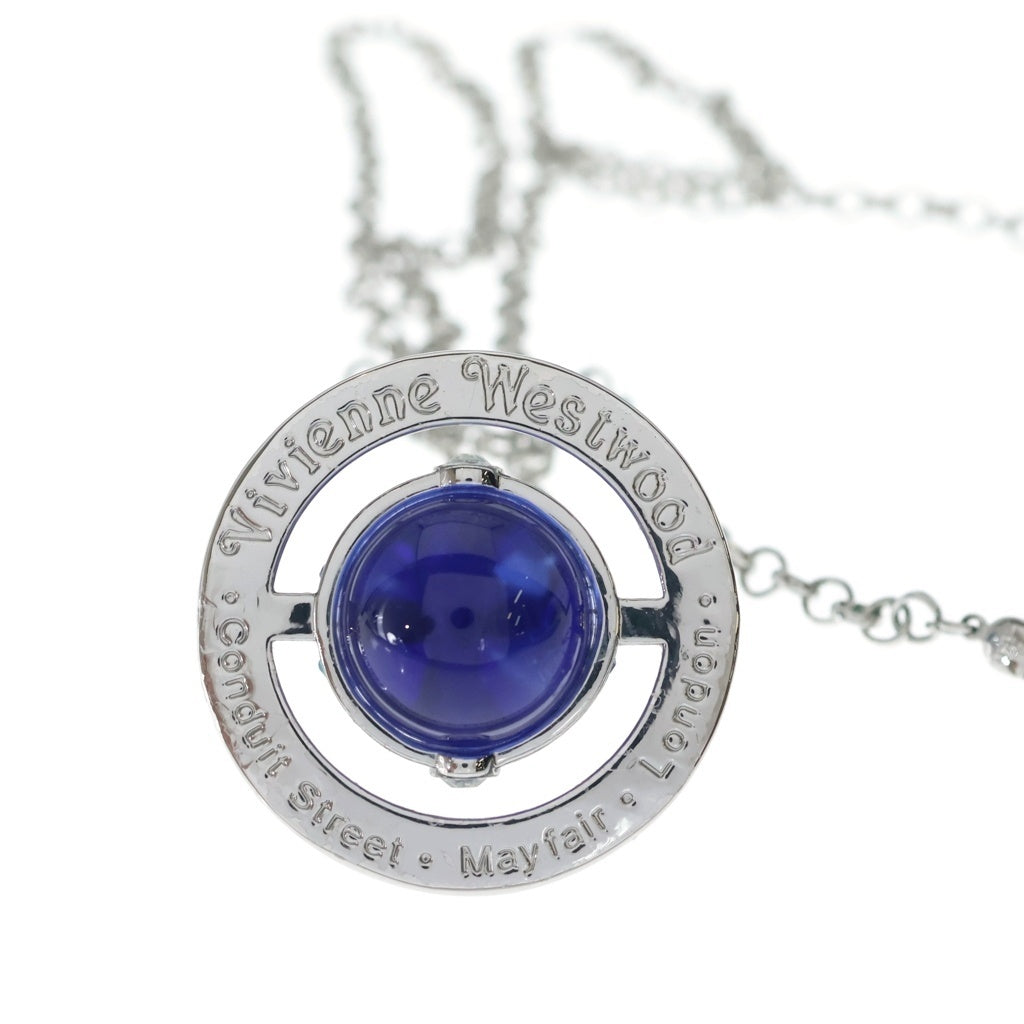 Vivienne Westwood(ヴィヴィアンウエストウッド) Small Orb スモールオーブ ペンダント ネックレス ラインストーン シルバー/ブルー レディース
