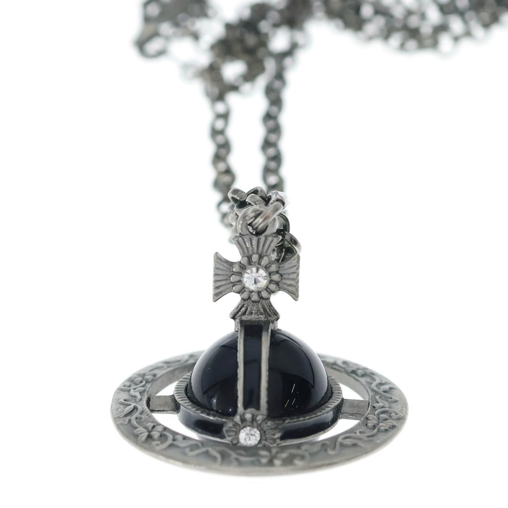 Vivienne Westwood(ヴィヴィアンウエストウッド) Small Orb スモールオーブ ペンダント ネックレス ラインストーン シルバー/ブラック レディース