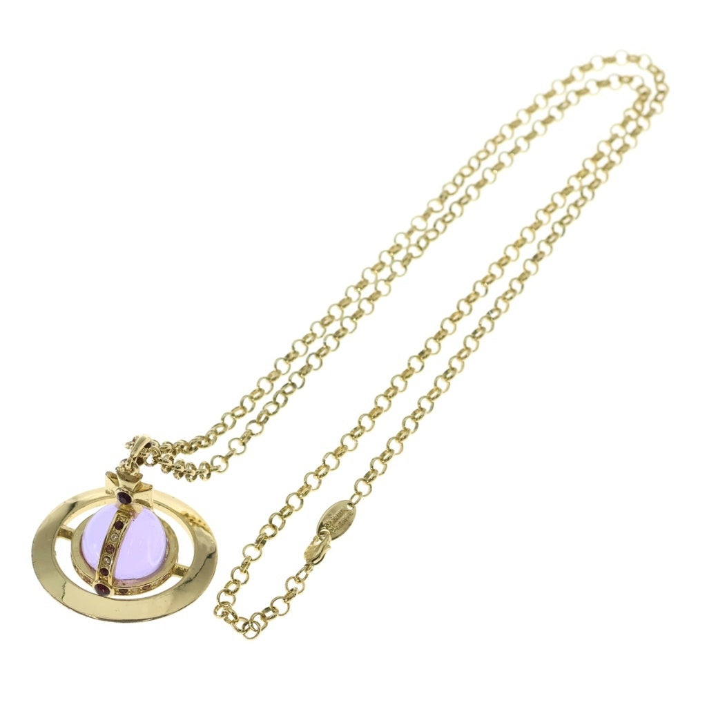 Vivienne Westwood(ヴィヴィアンウエストウッド) Small Orb スモールオーブ ペンダント ネックレス ラインストーン ゴールド/パープル レディース