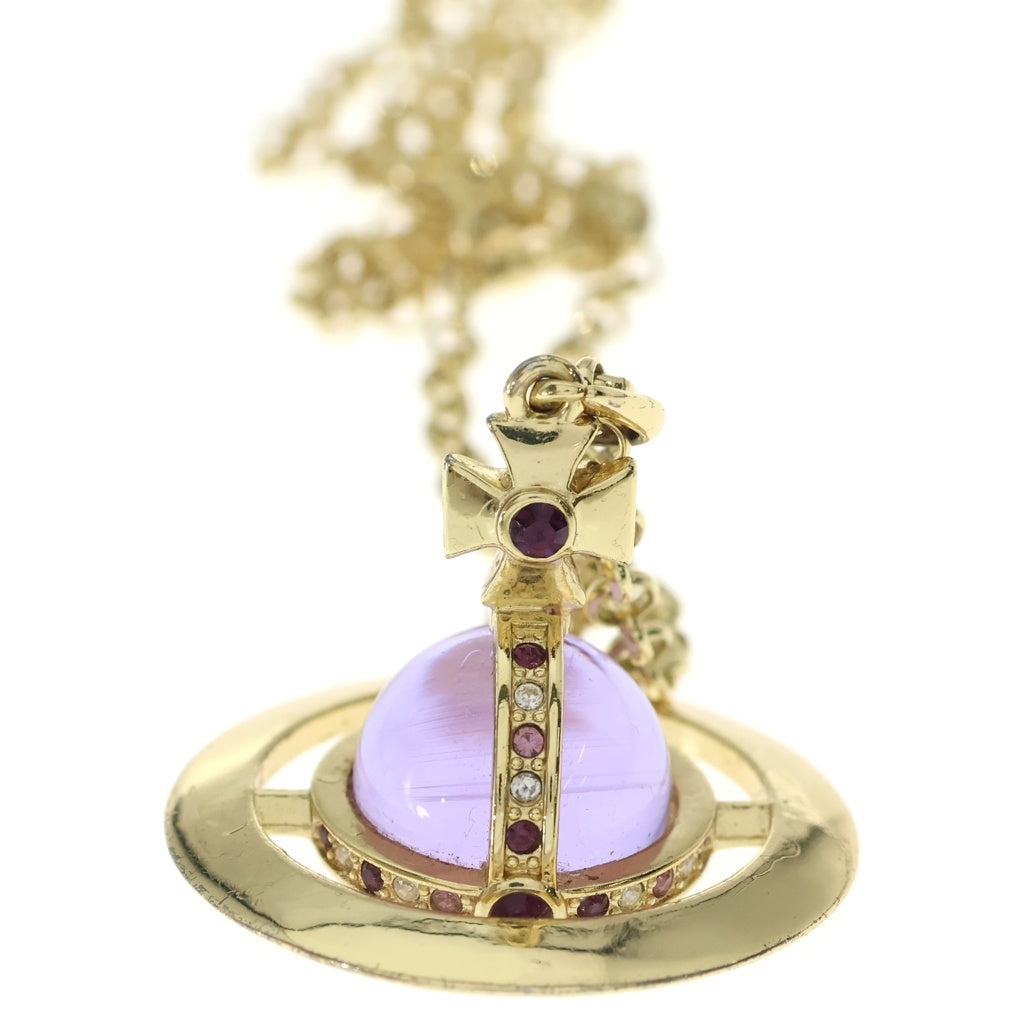 Vivienne Westwood(ヴィヴィアンウエストウッド) Small Orb スモールオーブ ペンダント ネックレス ラインストーン ゴールド/パープル レディース