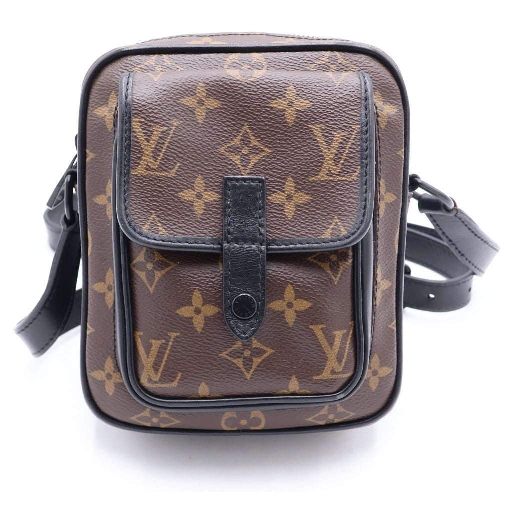 LOUIS VUITTON(ルイヴィトン) モノグラムマカサー クリストファー ショルダーバッグ ボディバッグ ブラウン×ブラック レザー×PVC M69404 ブラック金具