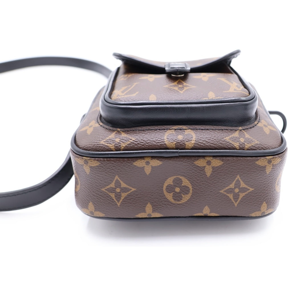 LOUIS VUITTON(ルイヴィトン) モノグラムマカサー クリストファー ショルダーバッグ ボディバッグ ブラウン×ブラック レザー×PVC M69404 ブラック金具