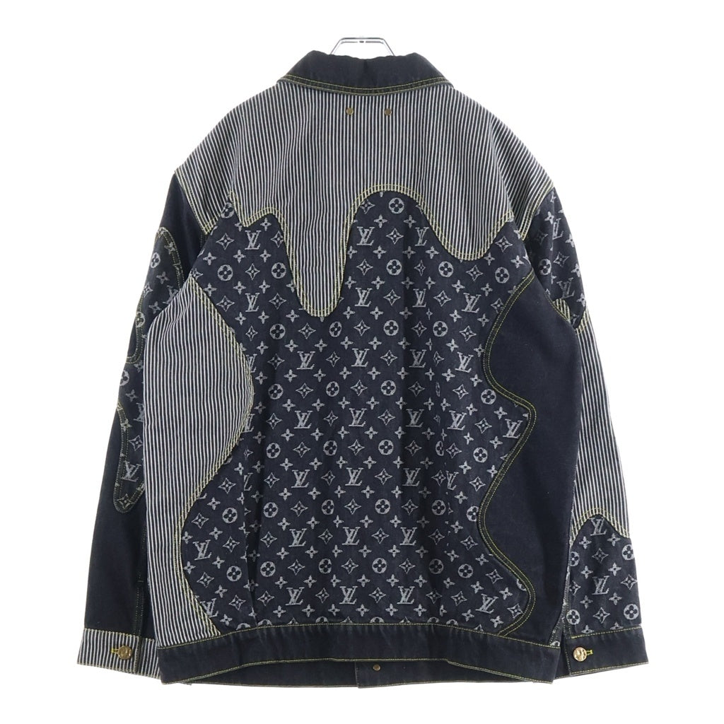 LOUIS VUITTON(ルイヴィトン) 22SS ×NIGO MONOGRAM CRAZY DENIM JACKET ニゴ モノグラム クレイジー ワークウエアデニムジャケット ブラック RM221M UZD HMA20E