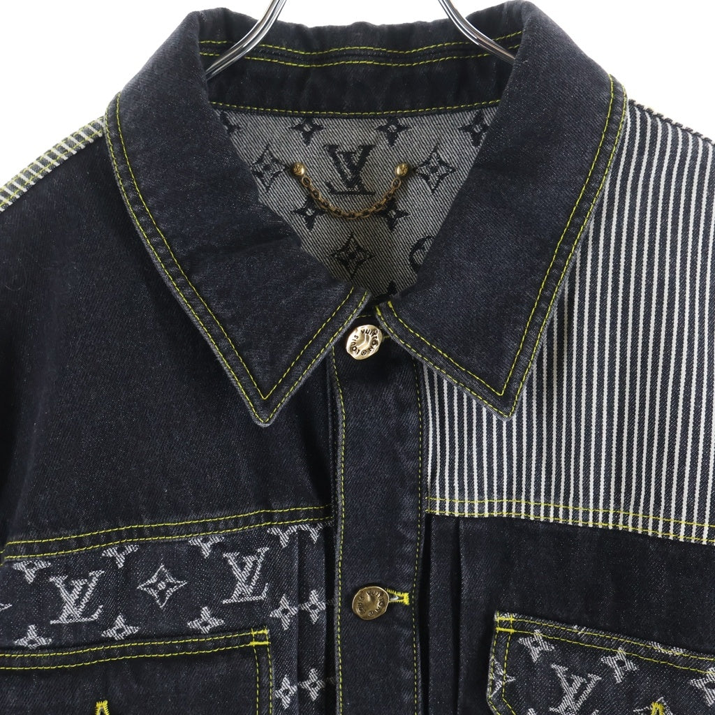 LOUIS VUITTON(ルイヴィトン) 22SS ×NIGO MONOGRAM CRAZY DENIM JACKET ニゴ モノグラム クレイジー ワークウエアデニムジャケット ブラック RM221M UZD HMA20E