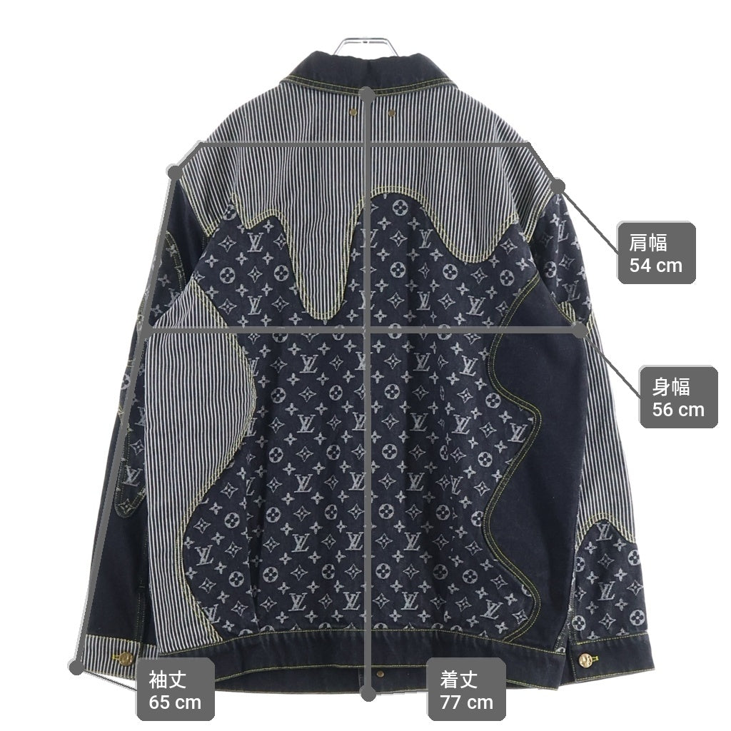 LOUIS VUITTON(ルイヴィトン) 22SS ×NIGO MONOGRAM CRAZY DENIM JACKET ニゴ モノグラム クレイジー ワークウエアデニムジャケット ブラック RM221M UZD HMA20E