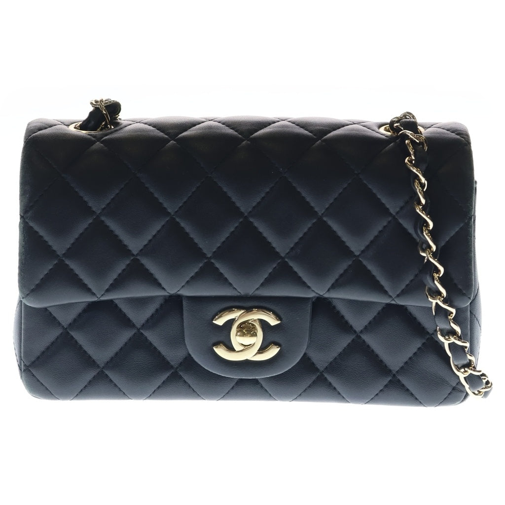 CHANEL(シャネル) マトラッセ ミニ ラムスキン レザー シングルチェーン ショルダーバッグ ゴールド金具 ブラック 30番台 A69900 レディース