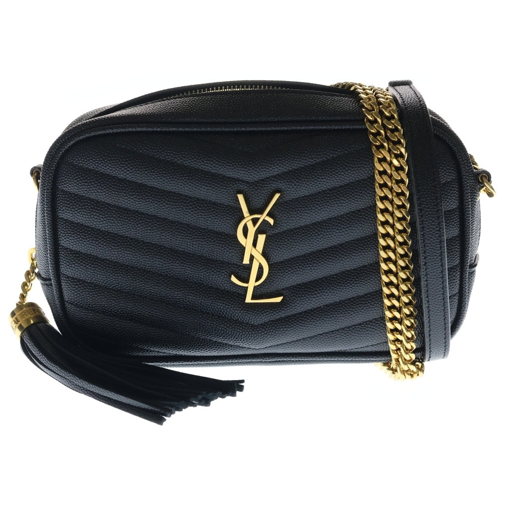 SAINT LAURENT PARIS(サンローランパリ) ルー チェーンショルダーバッグ ミニバッグ ブラック レザー 612579 ゴールド金具 レディース