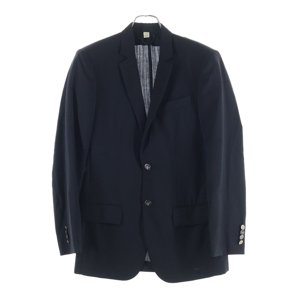 BURBERRY(バーバリー) ウールギャバジン 2B テーラードジャケット スーツ 肩パッド ブラック WO406811