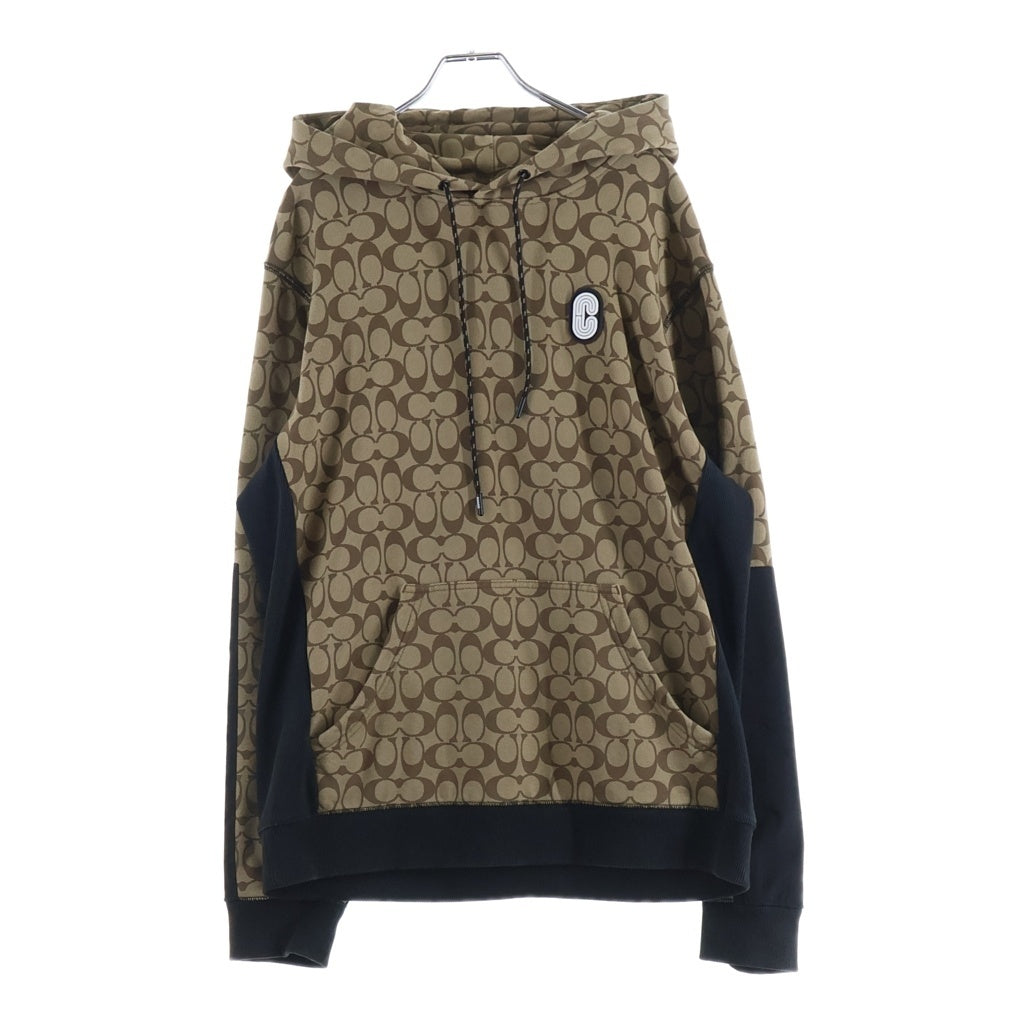 COACH(コーチ) モノグラム ラバーパッチロゴ プルオーバーパーカー フーディー コットン ブラウン 233092