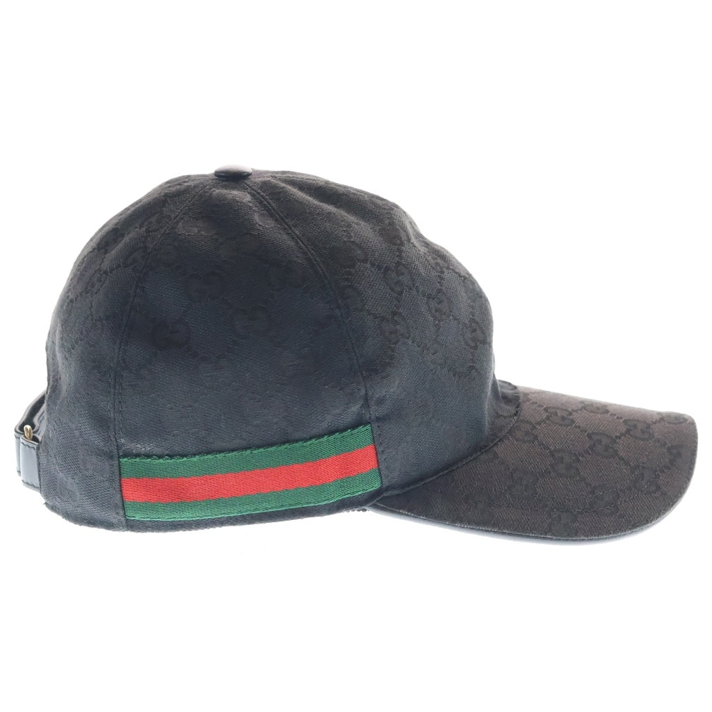 GUCCI(グッチ) GGキャンバス ベースボールキャップ 帽子 総柄 シェリーライン ロゴ ブラック 200035