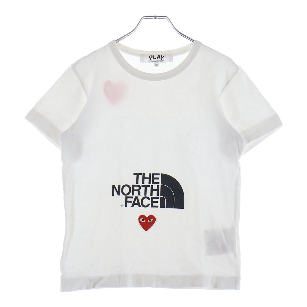 COMME des GARCONS(コムデギャルソン) 20SS ×THE NORTH FACE ノースフェイス ハートロゴ刺繍 半袖コットンTシャツ カットソー ホワイト AE-T201 レディース