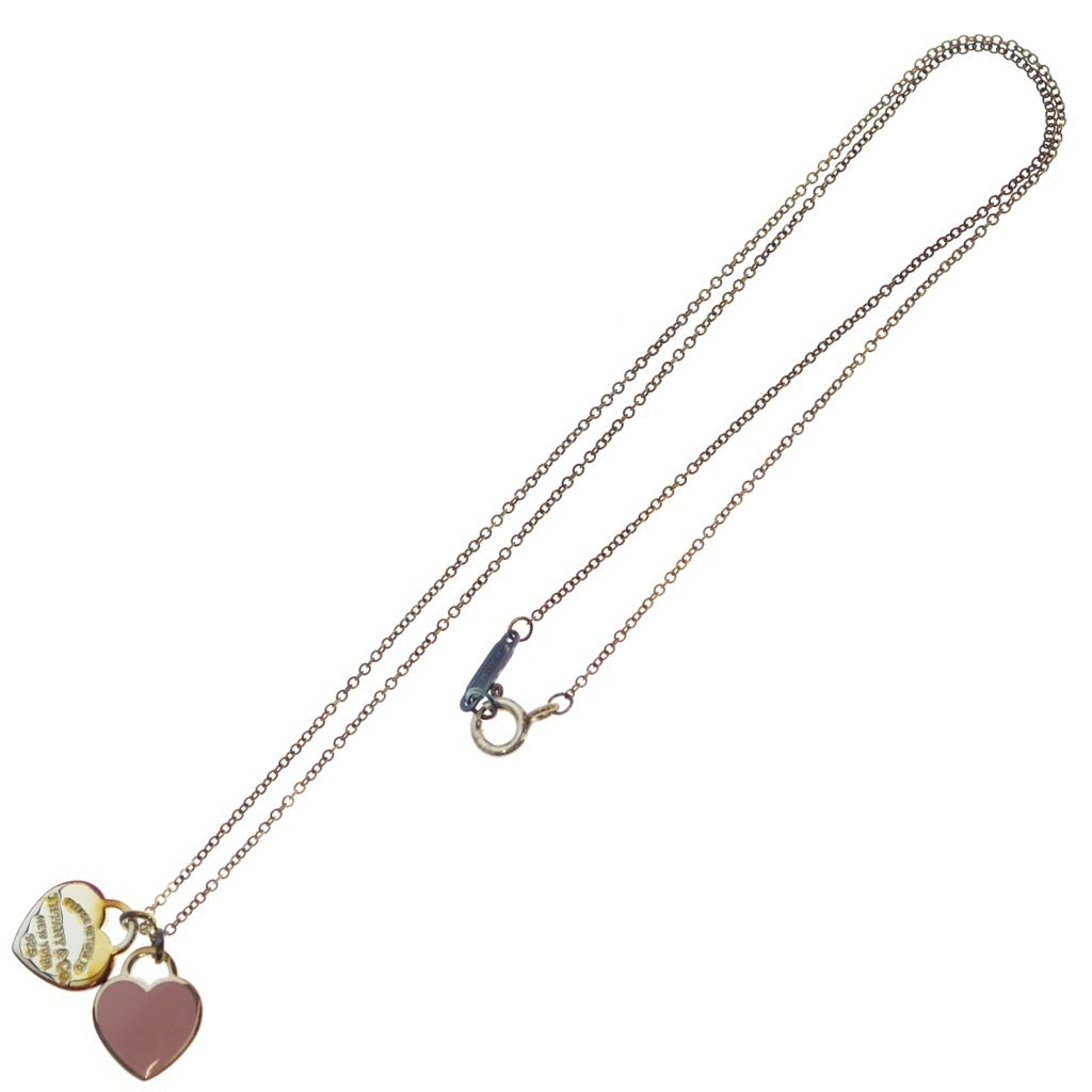TIFFANY & Co.(ティファニー) ダブル リターントゥ ハート ネックレス ペンダント Ag925 シルバー/ピンク レディース