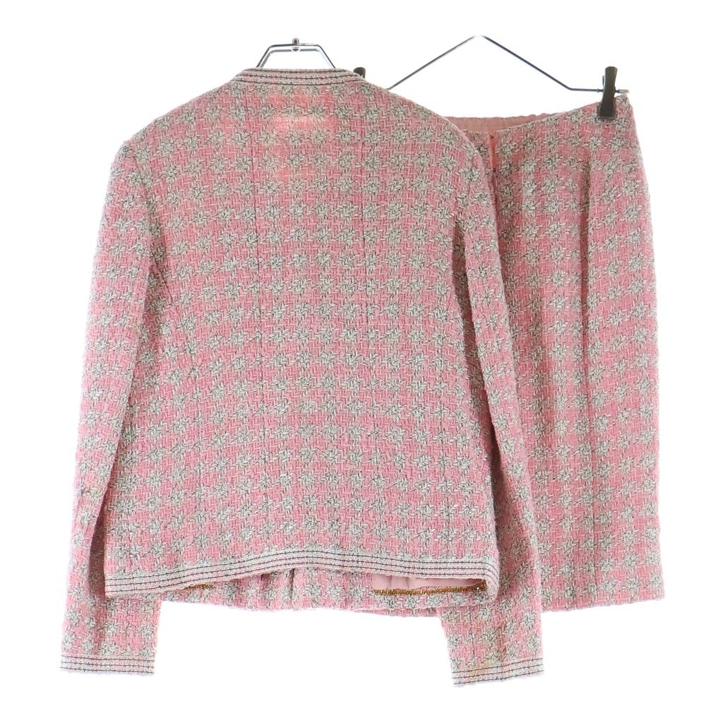 CHANEL(シャネル) 93SS VINTAGE Tweed Set ココマーク ツイードセットアップ ジャケット スカート 手書きタグ ピンク レディース
