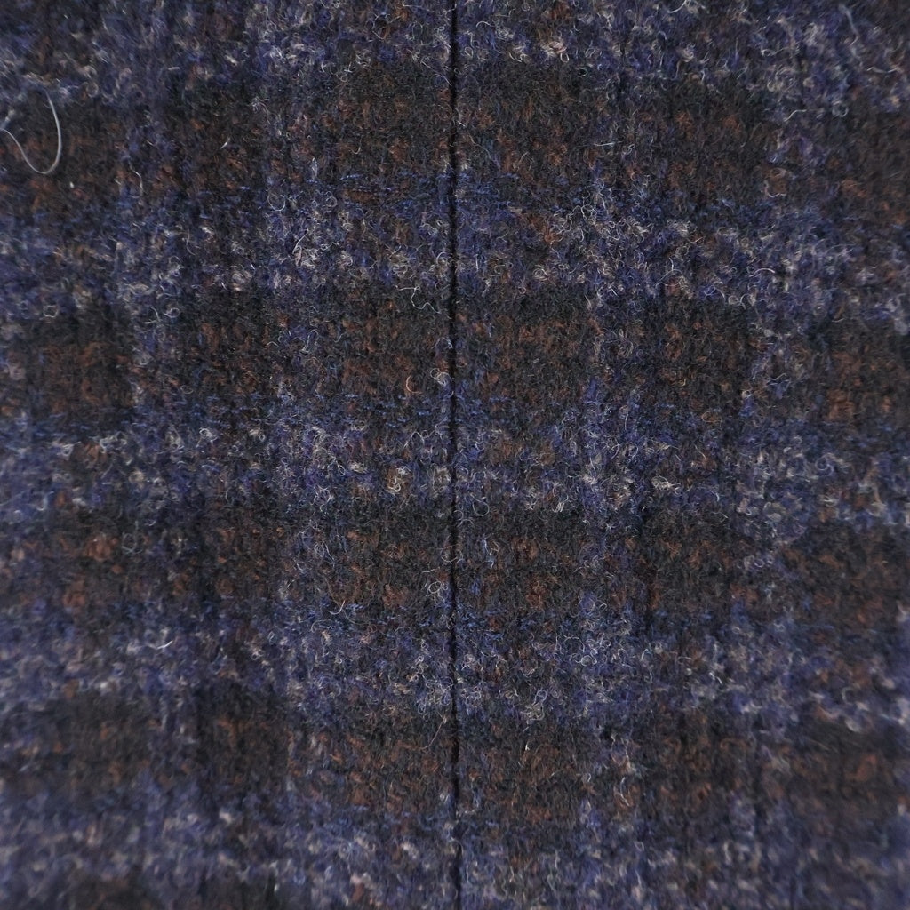 CHANEL(シャネル) 02AW VINTAGE Check Wool Tweed Set ブロックチェック セットアップ ノーカラージャケット スカート ウール ネイビー/ブラウン P19963V11786 レディース