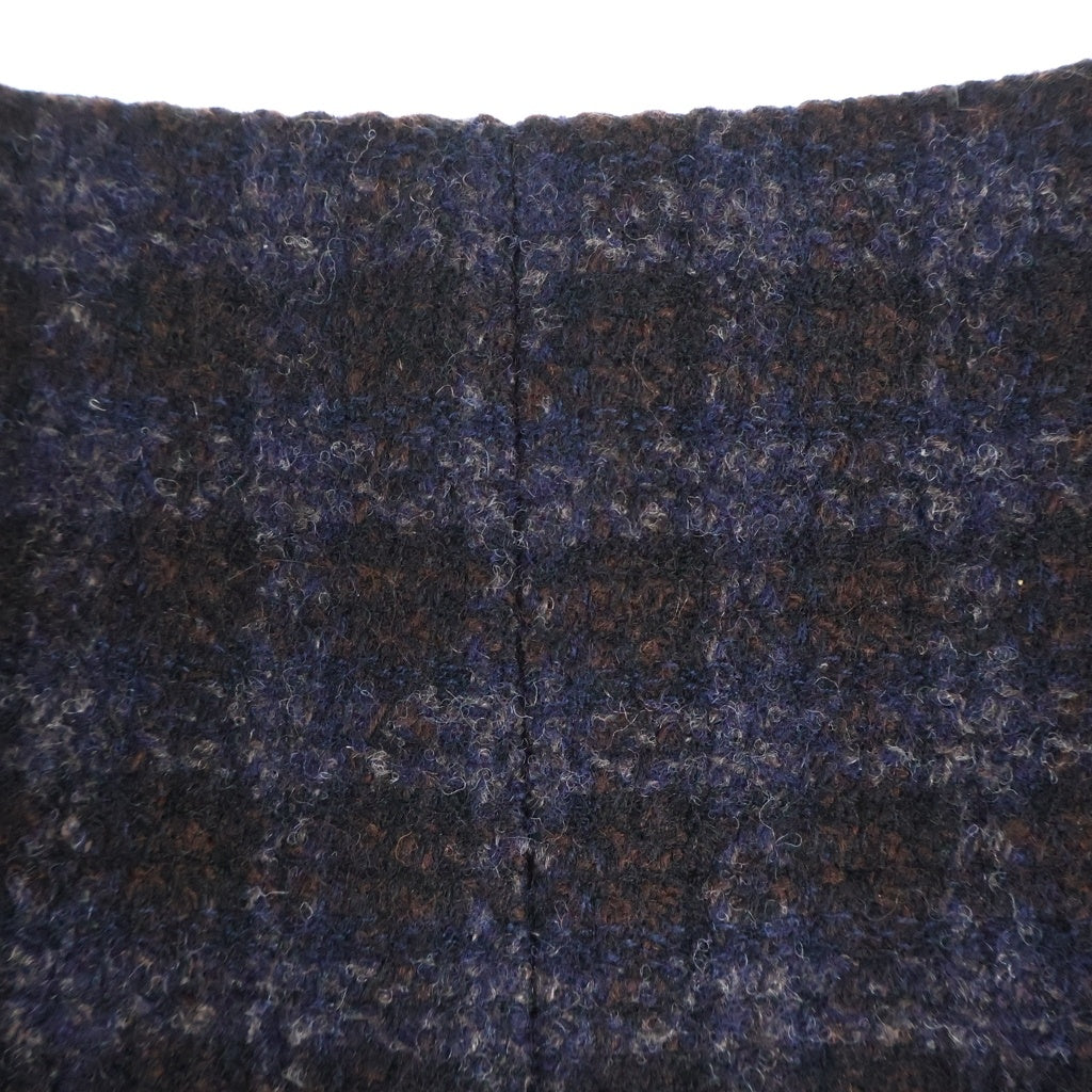 CHANEL(シャネル) 02AW VINTAGE Check Wool Tweed Set ブロックチェック セットアップ ノーカラージャケット スカート ウール ネイビー/ブラウン P19963V11786 レディース