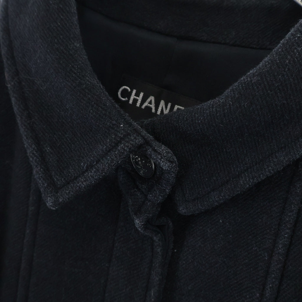 CHANEL(シャネル) 02AW VINTAGE Wool&Cashmere Long Coat ココマークボタン ウール カシミヤ ロングコート ブラック P19790V11573 レディース