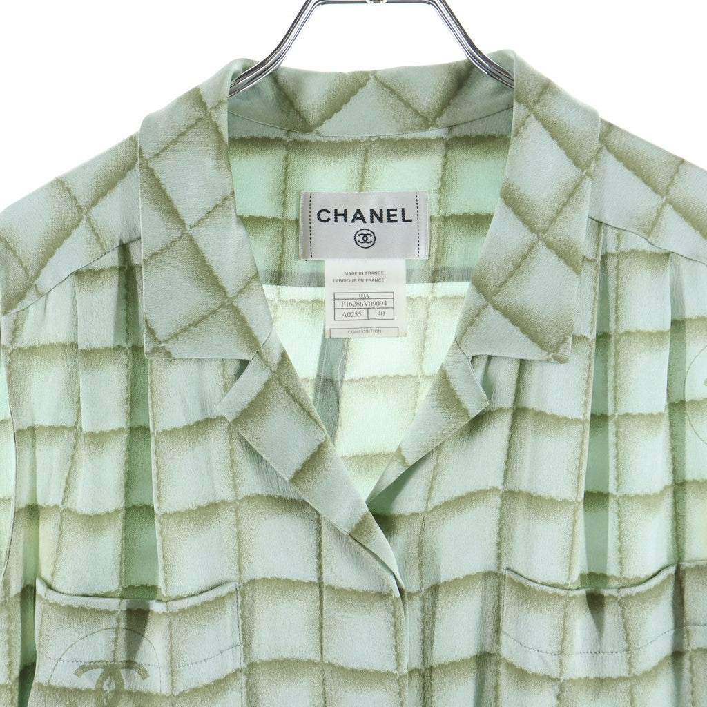 CHANEL(シャネル) 00AW VINTAGE Sleeveless Silk Dress ココマーク ノースリーブ シルクドレス ワンピース ベルト グリーン P16286V090094 レディース