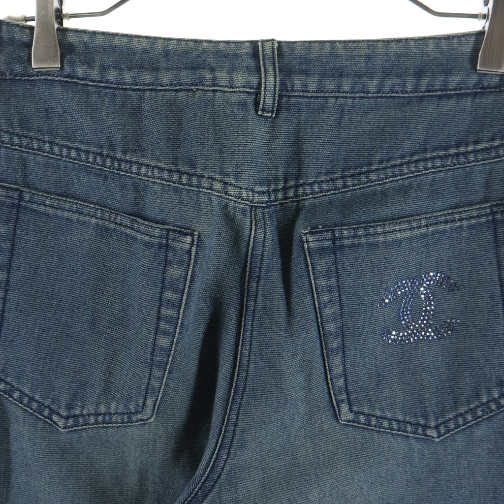 CHANEL(シャネル) 01SS VINTAGE Crystal CC logo Wide Denim Pants クリスタルココマーク ワイドフレアデニムパンツ ロゴ インディゴ P17258V09672 レディース