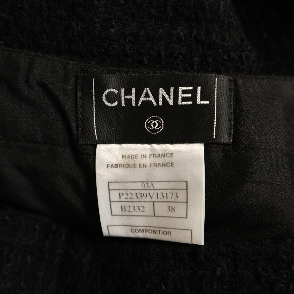 CHANEL(シャネル) 03A ウール ツイード ワイドパンツ ネイビー レディース P22339V13173