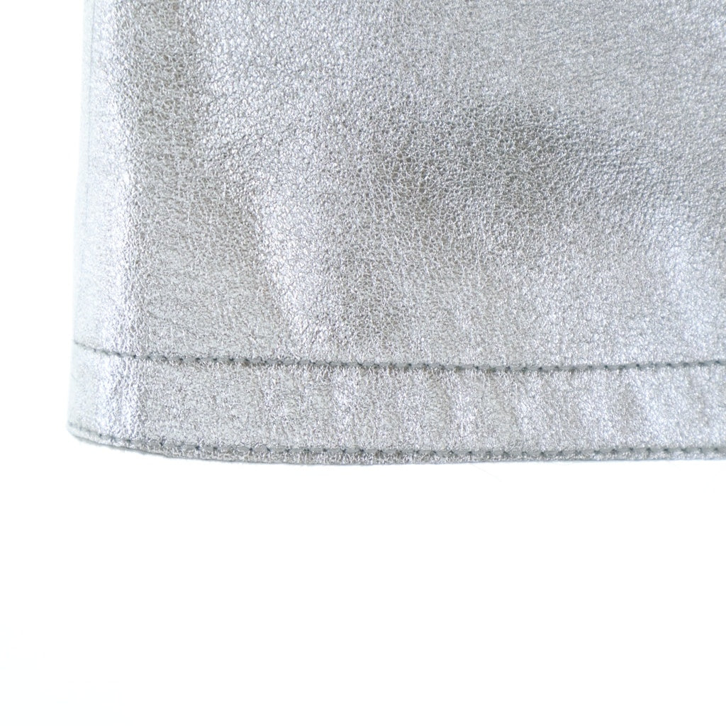 CHANEL(シャネル) 99A ラムスキン メタリックレザー タイト ミディアムスカート シルバー レディース P14247V00679