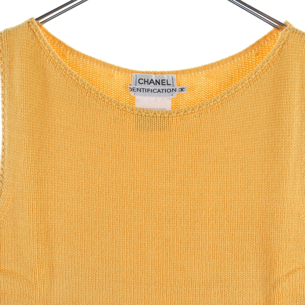 CHANEL(シャネル) 00C カシミヤ シルク ノースリーブ プルオーバー ニット ベスト セーター イエロー レディース